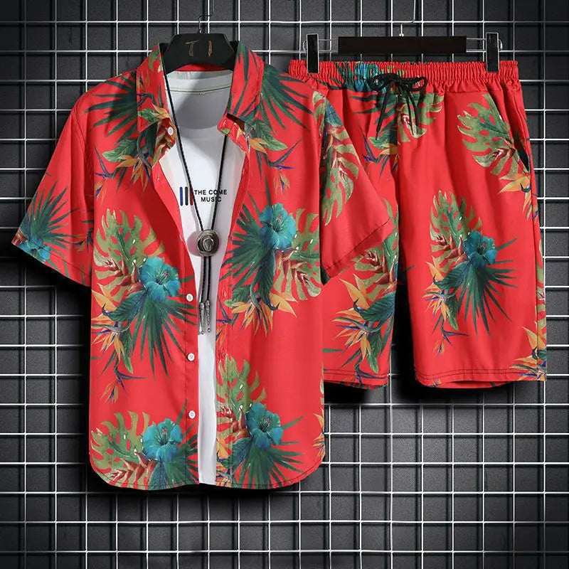 Beach Clothes For Men 2 Piece Set Quick Dry Hawaiian Shirt and Shorts Set Men Fashion Clothing Printing Casual Outfits Summer