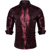 Men's Long Sleeve Black Paisley Silk Dress Shirts Casual Tuxedo Social Shirt Luxury Designer Men Clothing