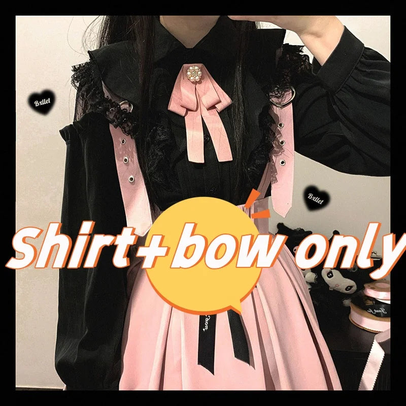 Kawaii Women Shirts Lolita Y2K Cute Japanese Style Blouse Elegant Long Sleeve Sweet Tops Casual Office Ladies Aesthetic Shirt