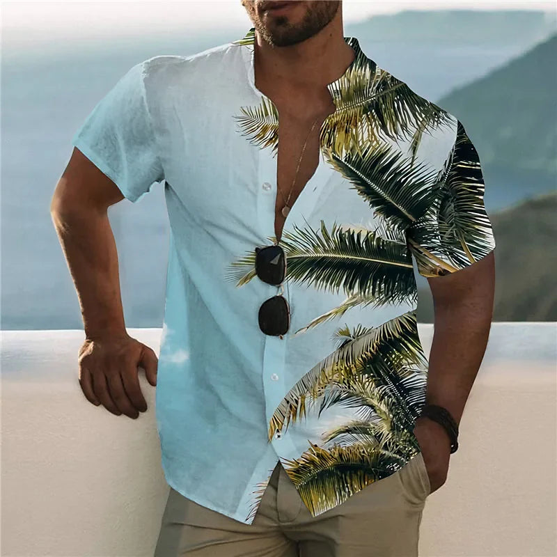 Coconut Tree Shirts For Men 3d Printed Men's Hawaiian Shirt Beach 5xl Short Sleeve Fashion Tops Tee Shirt Man Blouse Camisa