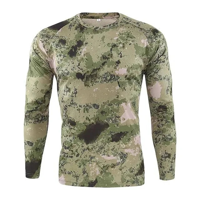 Fashionable Men's Camouflage Printed Men's T-shirt Casual Trend Military Fan Top Autumn New Long Sleeved Round Neck Top