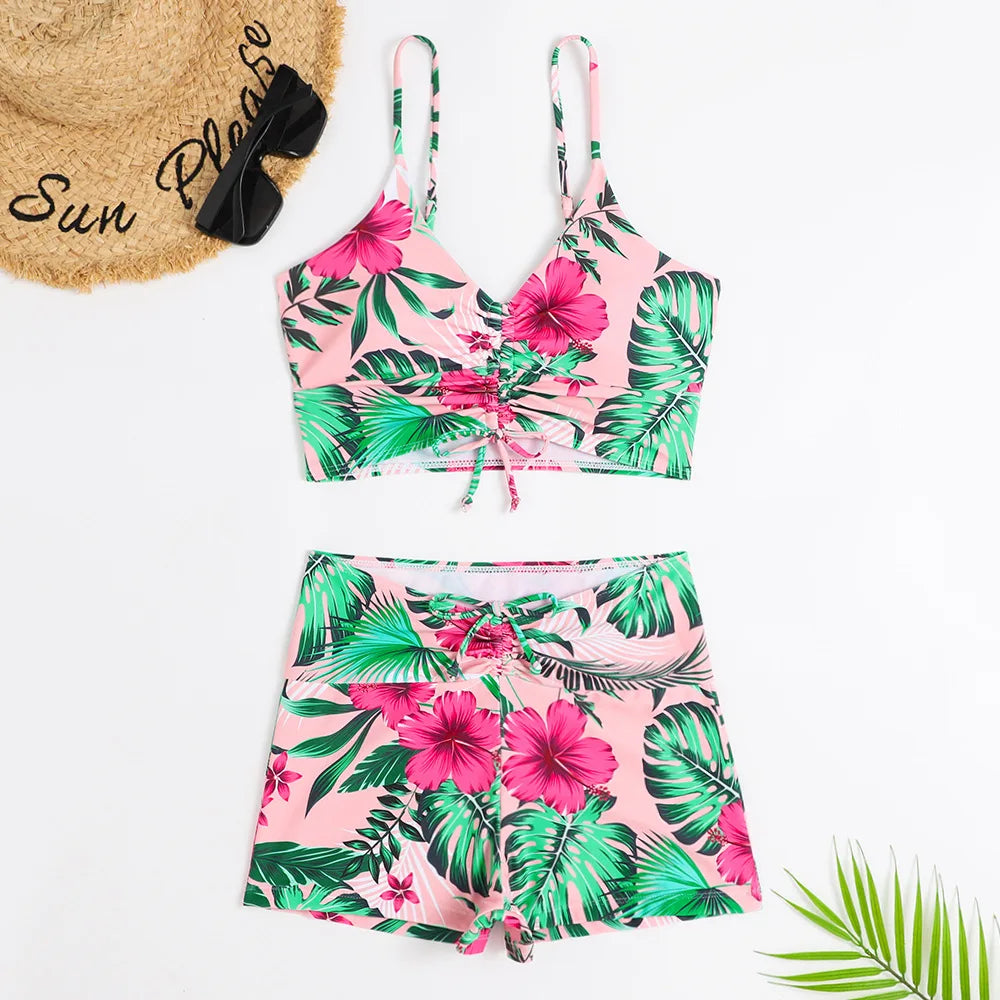 High Waist Bikini Swimsuit Women Push Up Bikini Floral Swimsuit Print Bikini boxers Swimwear Swim Trunks Bathing Suit