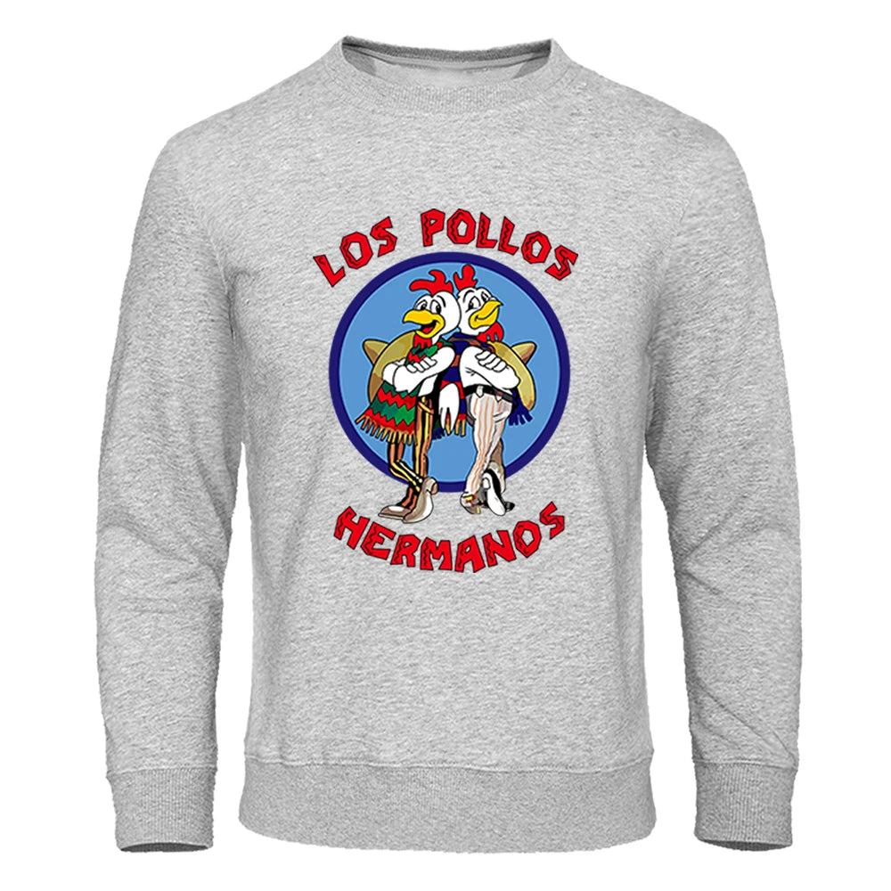 LOS POLLOS Hermanos Men's Hoodies Loose Pullover Letter Print Male Sweatshirts Chicken Brothers Pullovers Warm Breathable Hoody