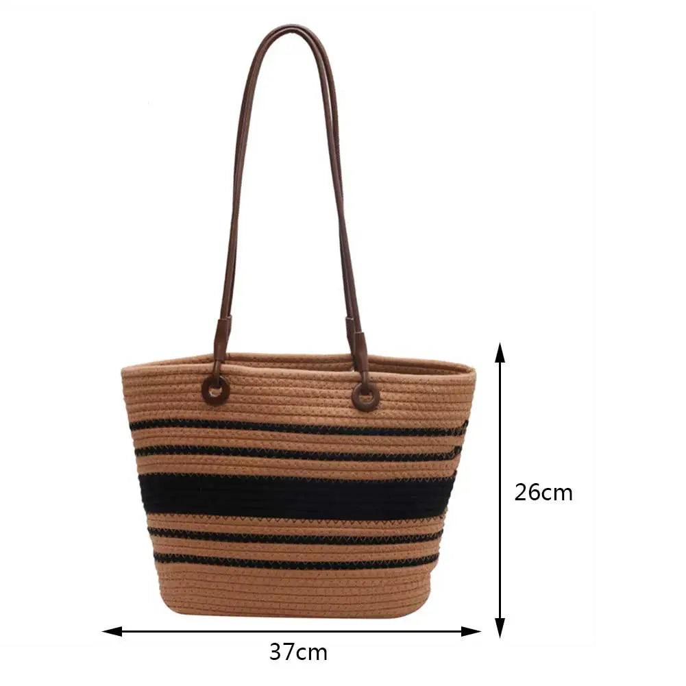 Summer Straw Women Bag Hand-Woven Handbags Handmade Raffia Beach Boho Shoulder Bag Large Tote Bag Tassel Shopping Purses