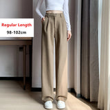 Seoulish Autumn Winter Thicken Woolen Casual Loose Full Length Pants New Button High Waist Chic Wide Leg Trousers Female