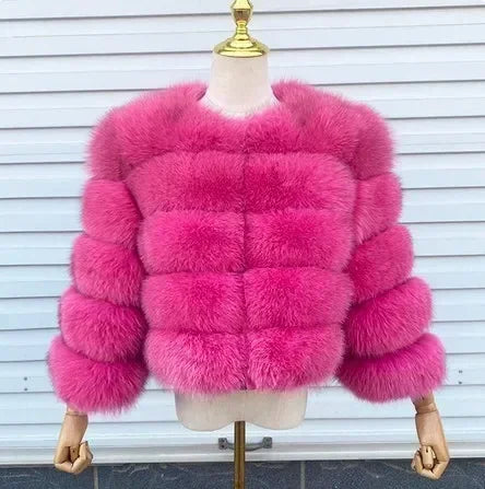 Faux Fox Fur Coat Women Winter Long Sleeve Luxury Raccoon Fur Jackets Thick Top Female Furry Coat Fluffy Synthetic Top Outwear