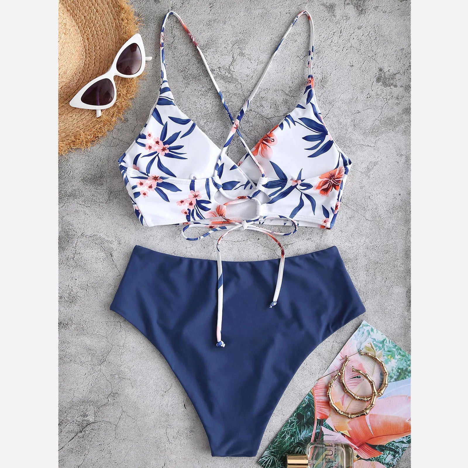 Woman Swimsuits Print Bikini Flower Size Beachwear Sets Two Women Split Swimsuit Plus Piece Swimwears Tankinis Set