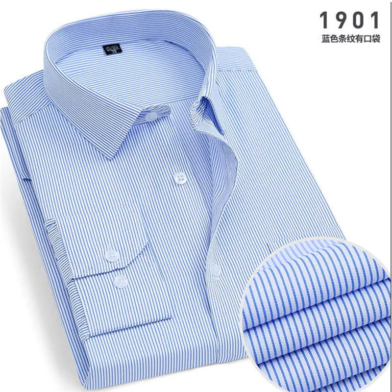 Spring New Men's Striped long-sleeved Shirt Non-ironing Anti-wrinkle Comfortable Breathable Business Casual Fashion Slim Fit