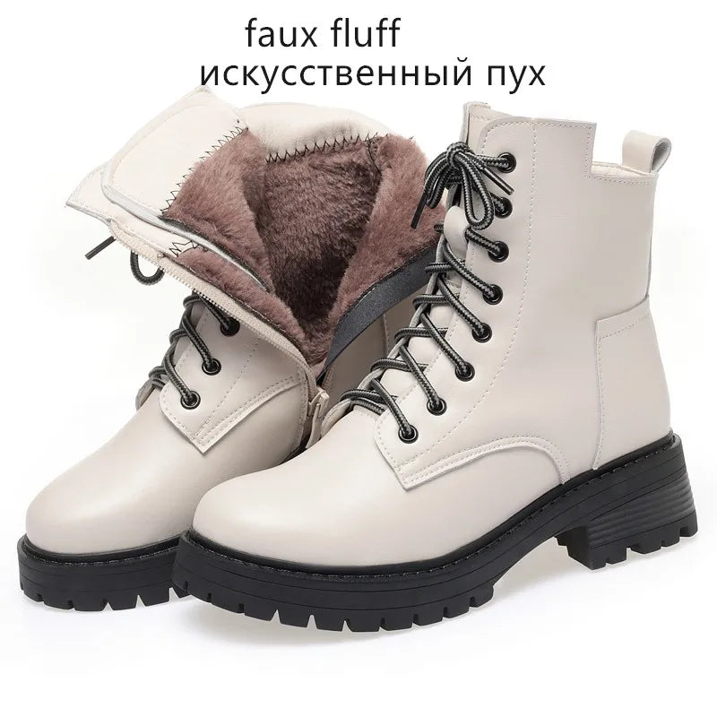 AIYUQI Boots female winter Large Size dropshipping Non-slip Women's Snow Boots Genuine Leather Warm Women Ankle Boots