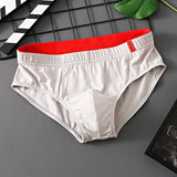 Solid Cotton Briefs Men's Convex Pouch Panties Youth Fasion Lingerie Low Rise Breathable Men's Comfortable Underwear Solid Color