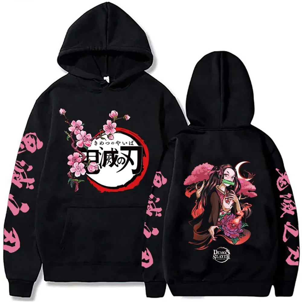 Harajuku Demon Slayer Plus Size Hoodie Kamado Nezuko Graphic Print Women Sweatshirts Long Sleeve Fashion Female Streetwear