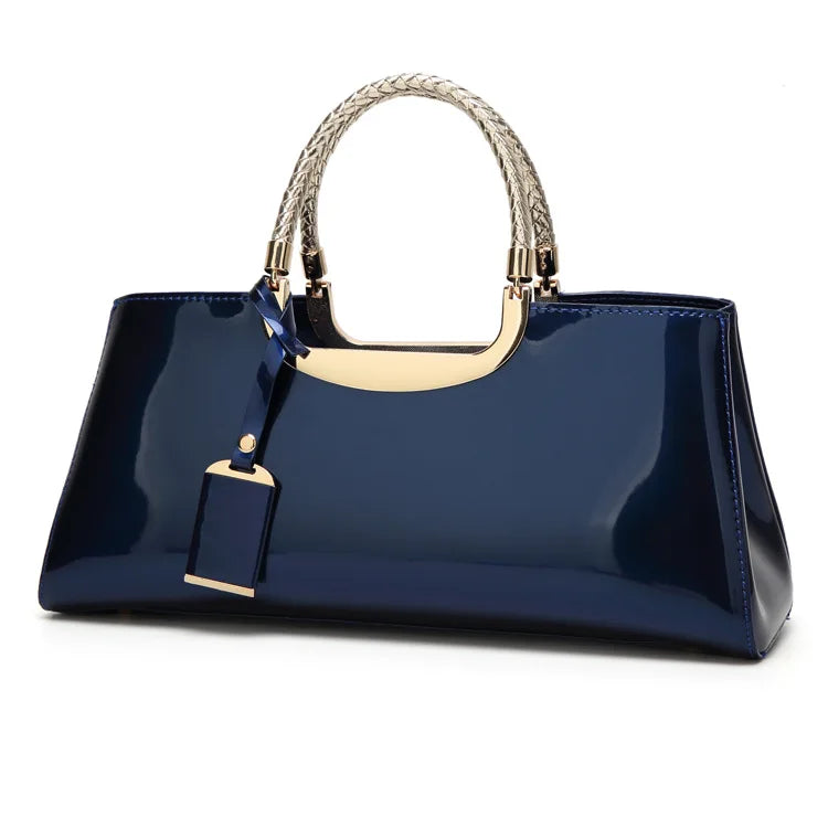 European and American fashion light glue lacquer leather portable women's bag, one shoulder wedding bag, bride bag, banquet bag