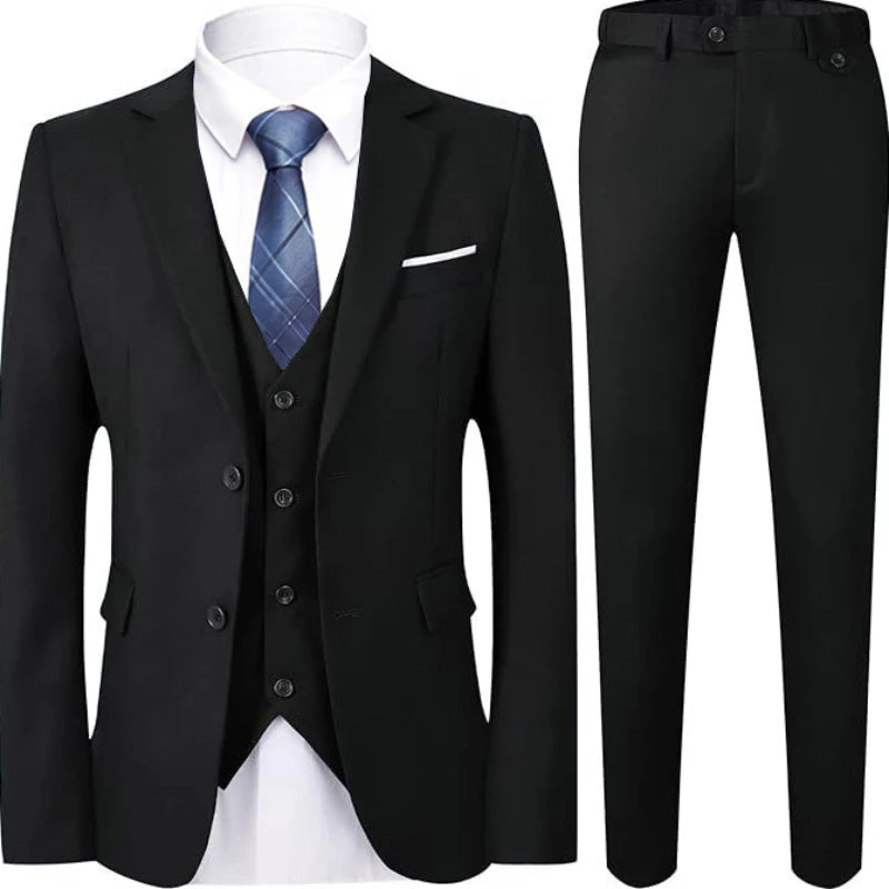 High Quality Wedding Suits For Men Elegant Blazers Set 3 Pieces Formal Classic Jackets Vest Pants Full Coats Luxury