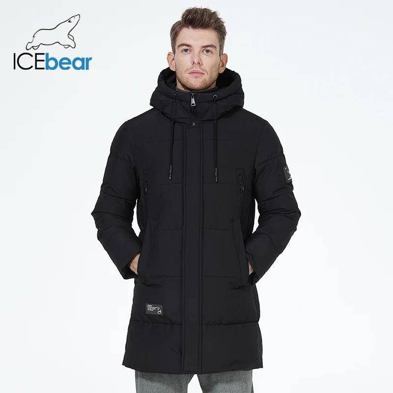 ICEbear winter jackets for men casual cotton coat mid-length Puffer parkas