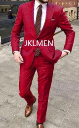 Men's Suit   Handsome Casual 2 Piece Suit For Men Wedding Tuxedos Notched Lapel Groomsmen  Business  Prom Blazer