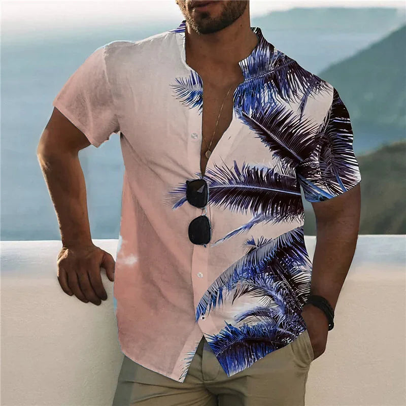 Coconut Tree Shirts For Men 3d Printed Men's Hawaiian Shirt Beach 5xl Short Sleeve Fashion Tops Tee Shirt Man Blouse Camisa