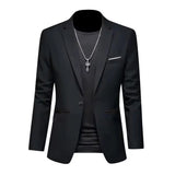 Men's Trendy Leisure Boutique Suit Jacket  Autumn Casual Business Slim Fit Non-ironing Single Button Suit Solid Formal Blouse