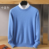 Men's 100% Pure Mink Cashmere Sweater O-Neck Pullovers Knit Sweater Autumn and Winter New Long Sleeve High-End Jumpers Mink Tops