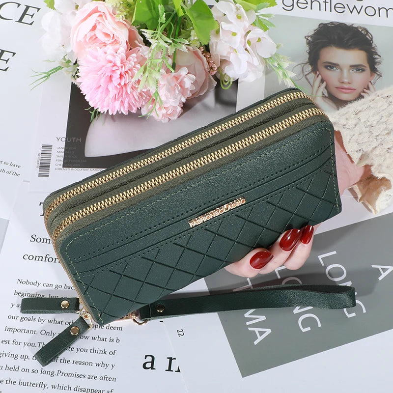 Long Women's Wallet Female Purses Tassel Coin Purse Card Holder Wallets Double Zipper Pu Leather Clutch Luxury Money Phone Bag