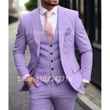 Pink Luxury Men Suits Terno Slim fit 3 Piece Jacket Pant With Vest Groom Wedding Tuxedo Costume Homme Formal Occasion Terno