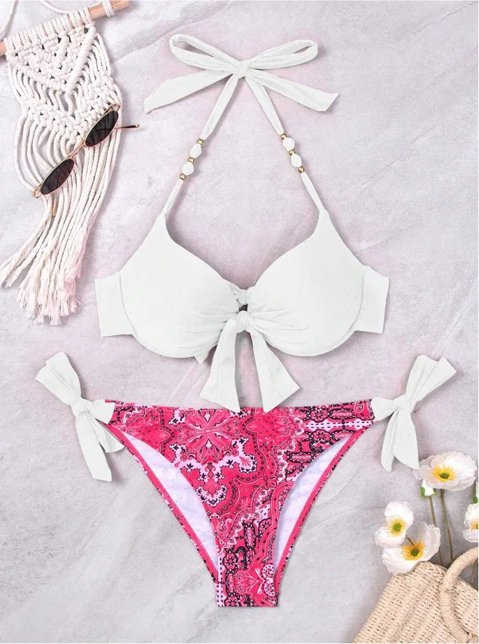 Sexy Push-Up Bikini Women Swimsuit Two Piece Swimwear Female Thong Bikinis Set Swimming for Bathing Suits Brazilian Biquini