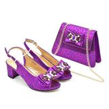 Purple Shoe and Bag Set for Party in Women Italian Shoe and Bag 2024 High Quality Elegant Heeled Shoes for Women African Pumps