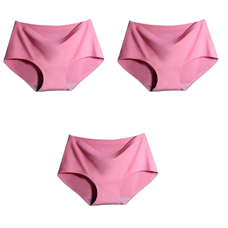 AOTOLK 3Pcs/Set Large Size XXL Seamless Women Panties Mid-waist Briefs Female Breathable Underwear Ice silk Crotch Lingerie