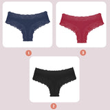 3PCS Lace Seamless Cotton Panties Ribbed Brazilian Pants Low Waist Women Panties Breathable Girls Underwear Plus Size Lingerie