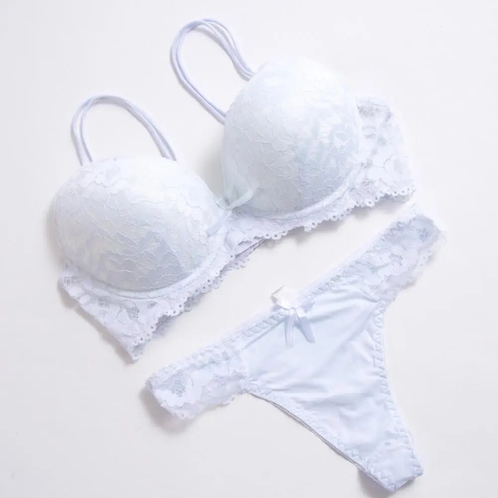 Floral Embroidery Women's Underwear Set Sexy Lace Push Up Bra Set Panties Sexy Push Up Brassiere Wirefree Soft Underwear Set