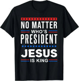 Christian Jesus Is King Design Crown T-Shirt Street Casual Couple Clothes  T Shirts for Men  Camisetas