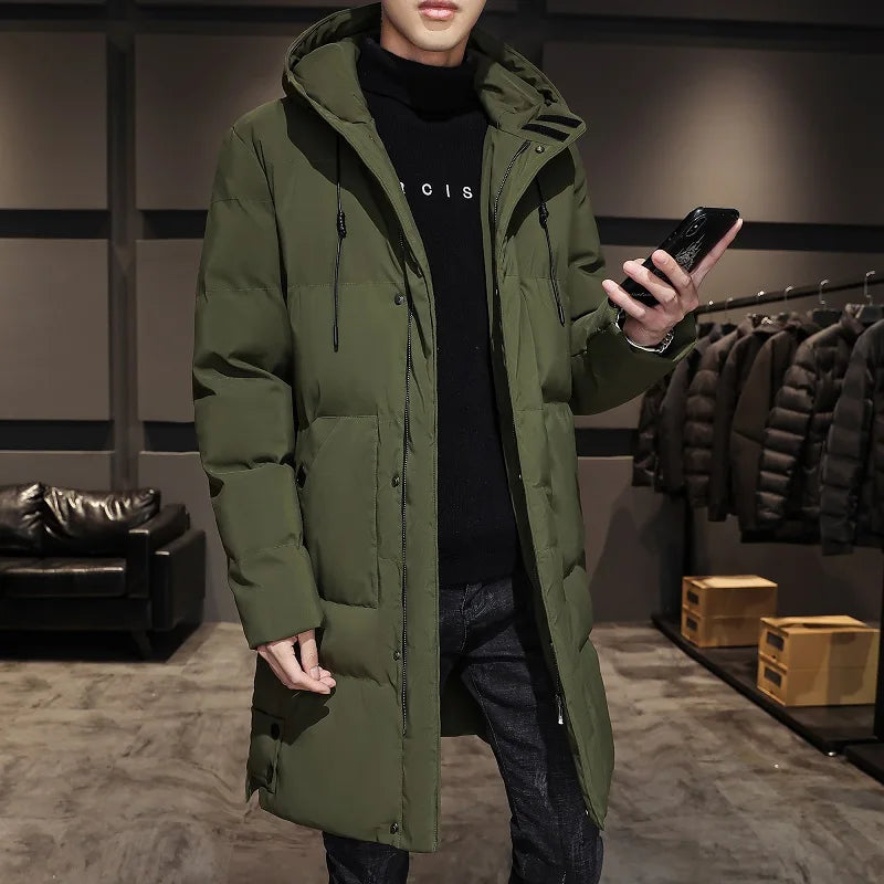 New Fashion High Quality Long Cotton-padded Coat Warm Simple Solid Color Thin Look High Trend All Quality Fabric Comfortable