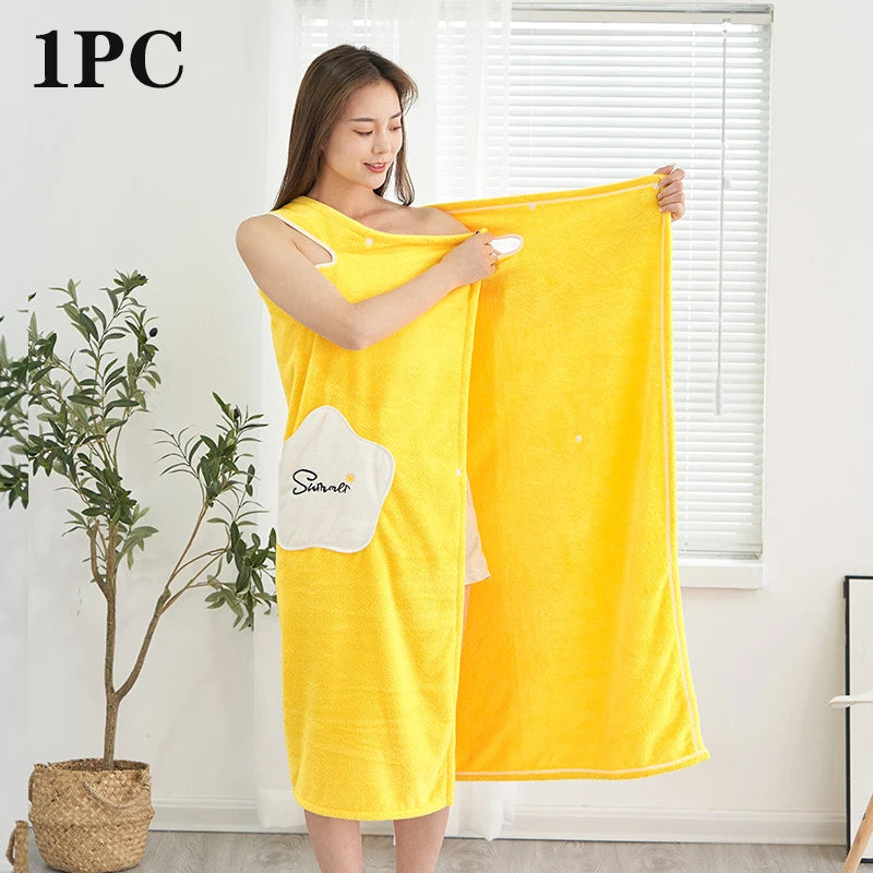 Ladies Soft Bath Towels Home Textiles Bath Towels and Sauna Towels Bathroom Plus Size Wearable Microfiber Bathrobe Ladies Shower