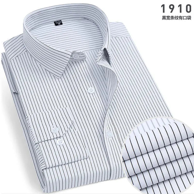 Spring New Men's Striped long-sleeved Shirt Non-ironing Anti-wrinkle Comfortable Breathable Business Casual Fashion Slim Fit