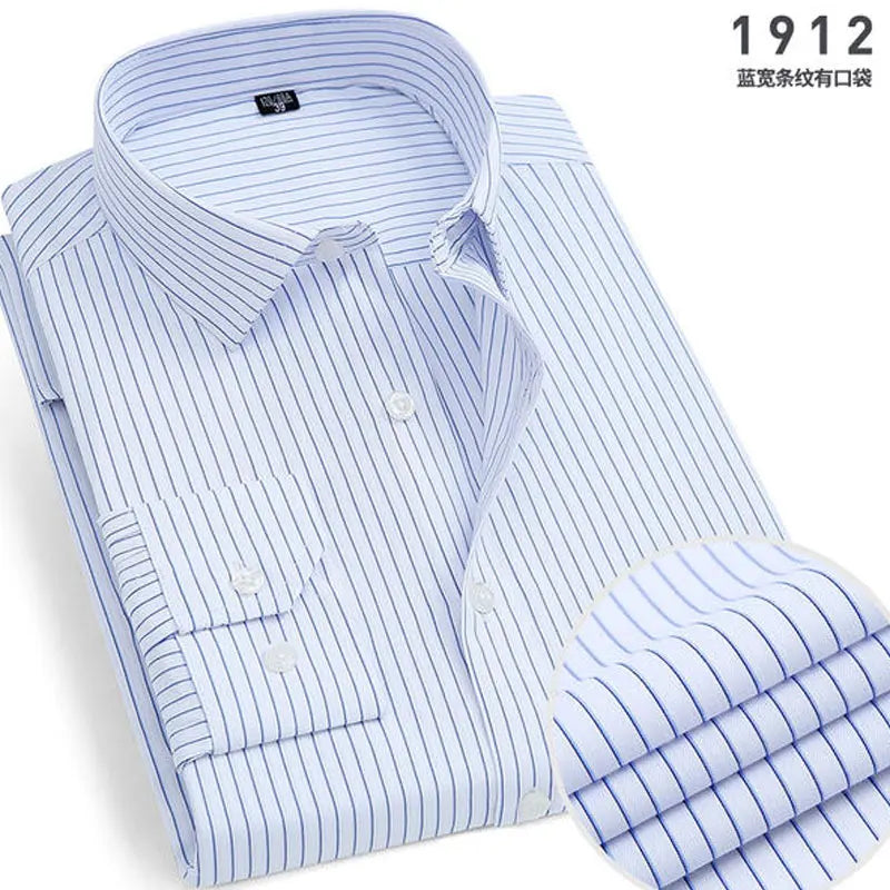 Spring New Men's Striped long-sleeved Shirt Non-ironing Anti-wrinkle Comfortable Breathable Business Casual Fashion Slim Fit