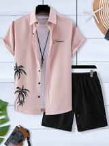 Men's Short-sleeved Shirt And Beach Shorts Set Hawaiian Vacation Men's Casual Shirt Summer Stylish And Comfortable Men's Shorts