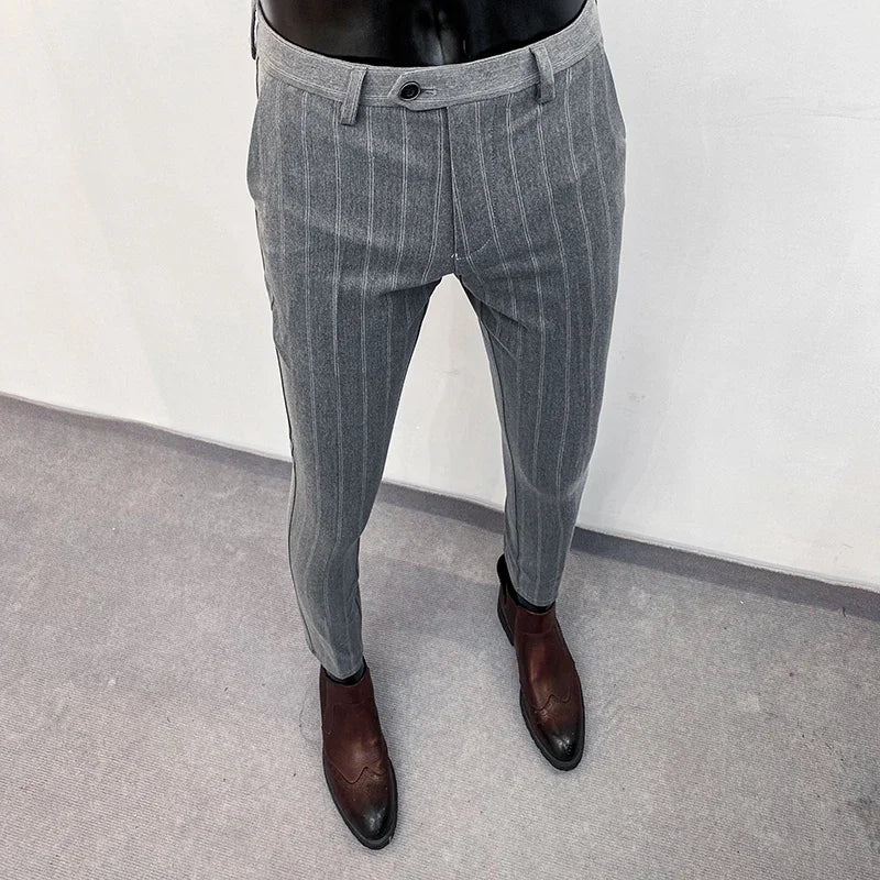 Men Suit Pants Formal Trousers Pantalone Hombre Stretch Slim Solid Color Casual Dress Full Length Pants Fashion New Men Clothing