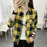 Spring and Autumn New College Style Women's Long-sleeved Bottom Top Cardigan Long-sleeved Fashion Plaid Shirt