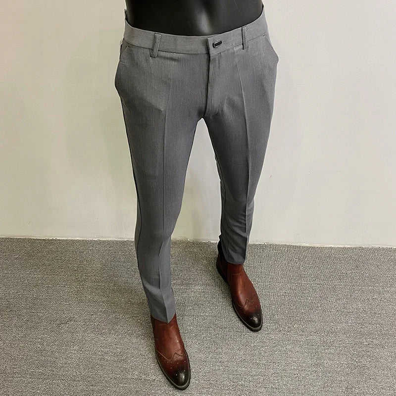 Men Suit Pants Formal Trousers Stretch Slim Pantalone Hombre Calça Masculina Solid Color Casual Dress Pants Fashion Men Clothing