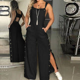 Sports Jumpsuit Woman Gym Women's Summer Sleeveless Twisted Knot Cotton Strappy Pants Button Openings Loose Long Pants