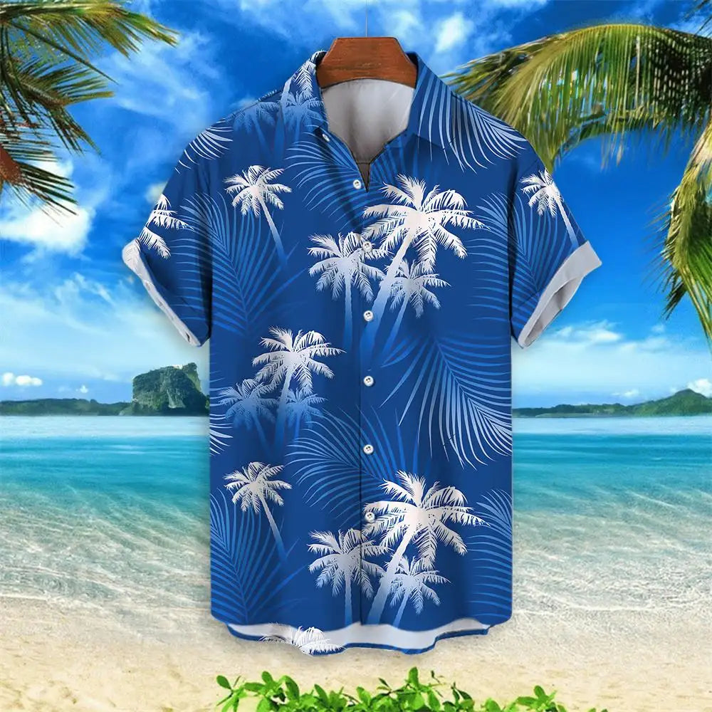 Summer Animal Crane Men Hawaiian Shirt 3d Plant Shirt For Men Flower Print Plus Size Hawaiian Shirts Beach Flower Shirt