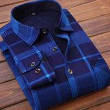 Men's Autumn Winter Casual Long Sleeve Plaid Shirt Thick Warm Men's Casual High-Quality Soft Large Size Warm Shirt Tops 4XL