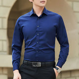 Men's Solid color Business Casual Formal shirt Fashion classic slim solid color long sleeve shirt no ironing social high quality