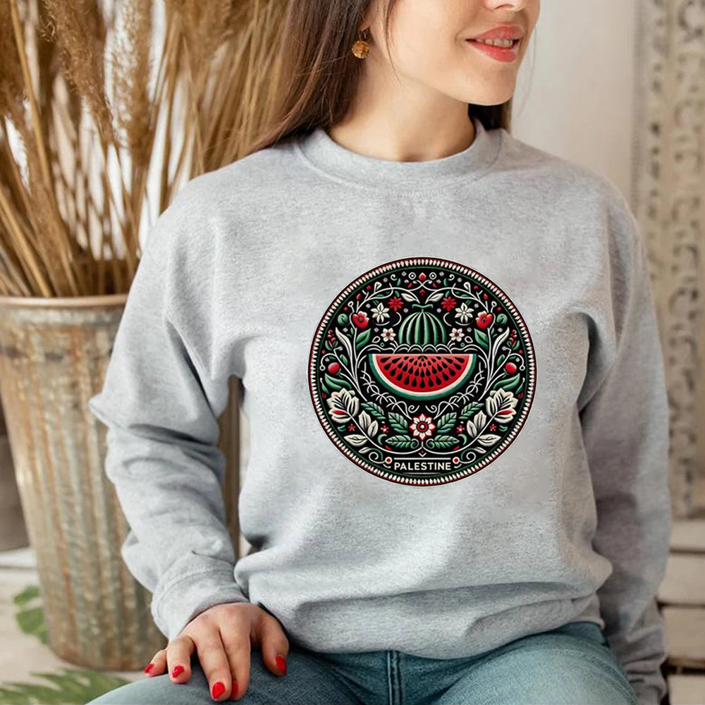 Watermelon Graphic Sweatshirt Aesthetic Fruit Shirt Human Rights Sweater Protest Tee Unisex Long Sleeves Sweatshirts