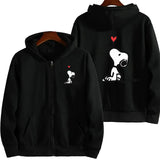 Snoopy White Women Zip Up Hoodie Jacket Spring Autumn 2024 Casual Men Sweatshirt Cartoon Anime Couple Oversized Clothes Coats