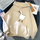 Peace Was Never An Option Goose Printing Mens Hoodies Cute Casual Pullover Creativity Pocket Warm Pullovers Fashion Male Hoody