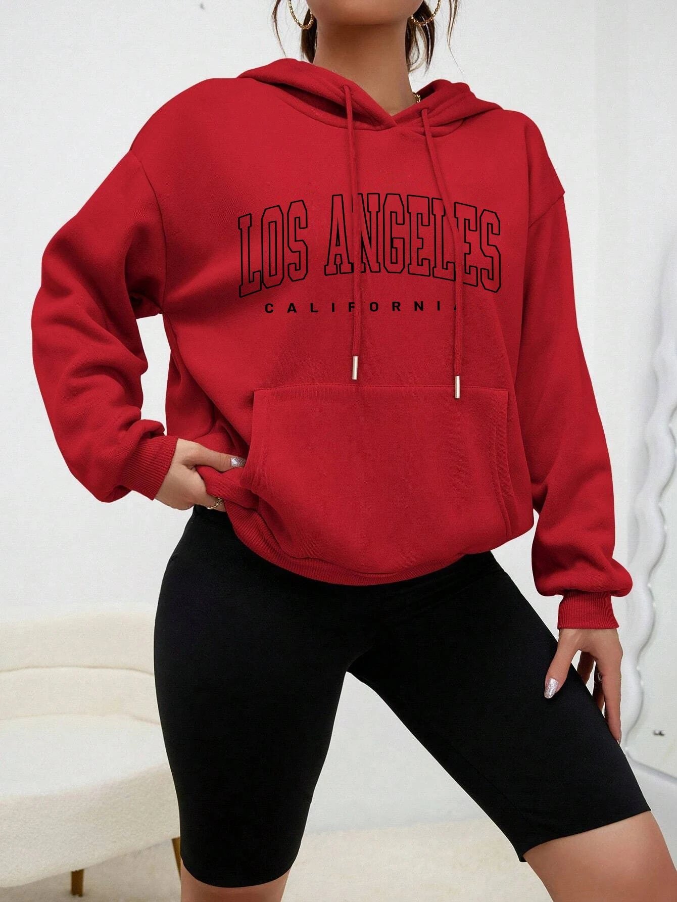 Los Angeles Art Letter Design Women Streetwear American Style Fashion Sweatshirt Autumn Hip Hop Female Hoodies Casual Fleece Top