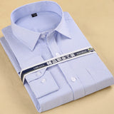 Men's Top Quality Dress Shirts Long Sleeve Slim Fit Solid Striped Business Formal White Shirt Male Social Clothing