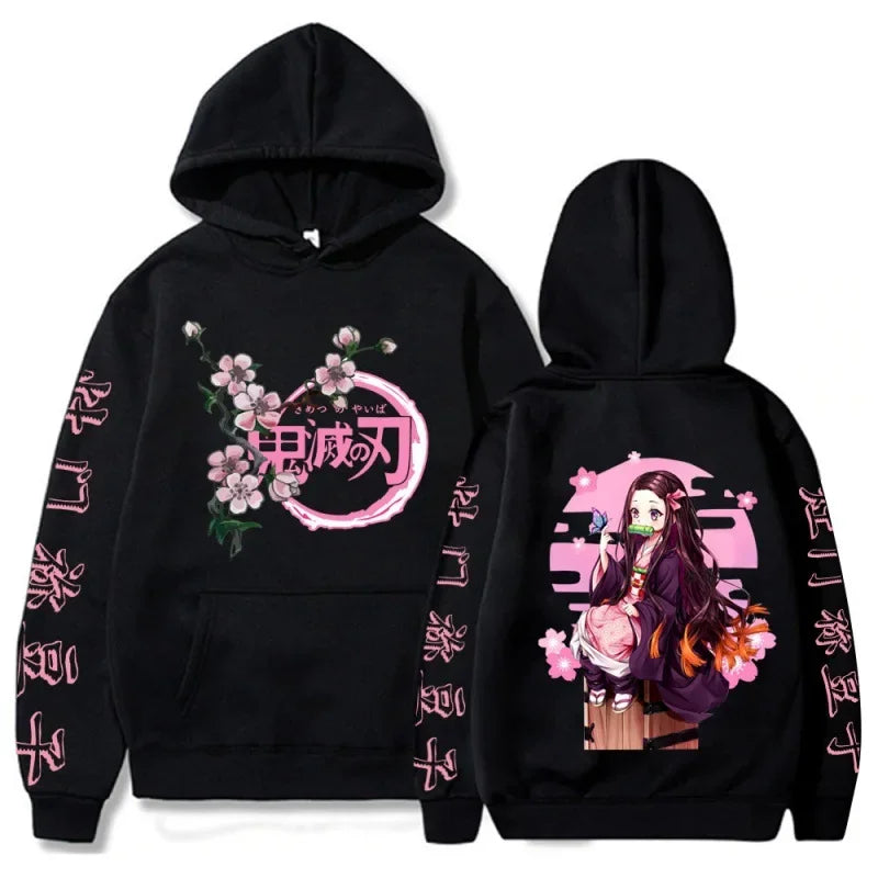 Harajuku Demon Slayer Plus Size Hoodie Kamado Nezuko Graphic Print Women Sweatshirts Long Sleeve Fashion Female Streetwear