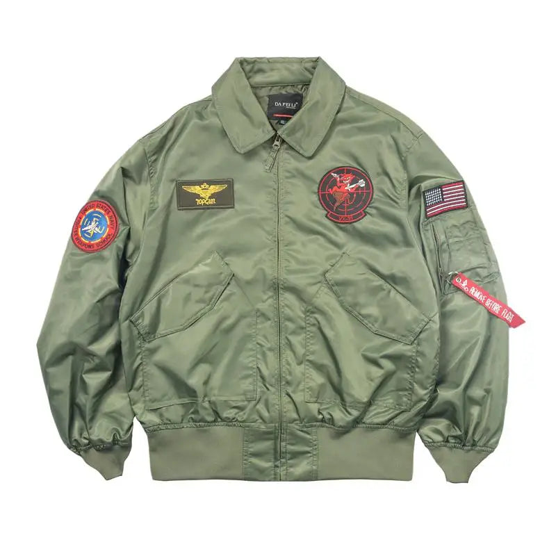 TOP GUN CWU-36P Spring Army Patch Pilot Flight Casual Outwear Men Bomber Coat Thin Jacket