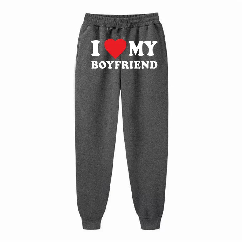 Women’S Fleece Lined Sweatpants Valentine'S Day Love My Boyfriend PrintPants Bottom Sweatpants Joggers Pants High Waisted Pants